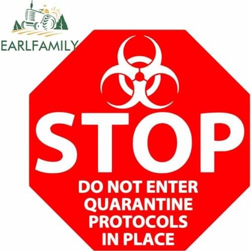 EARLFAMILY 13cm x 13cm Stop Biohazard Quarantine Sign JDM Auto Motorcycle Decal Window Car Bumper Sticker Waterproof Graphics
