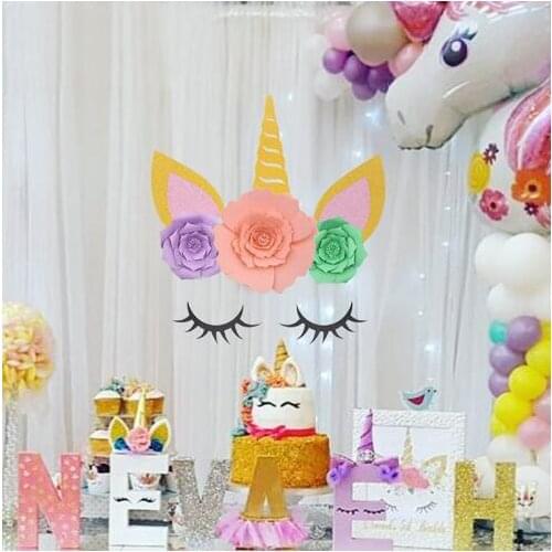 Unicorn Party Decors Unicorn Horn Eyelashes Ear Kids Birthday Party Unicorn Decoration Baby Shower DIY Party Backdrop Supplies