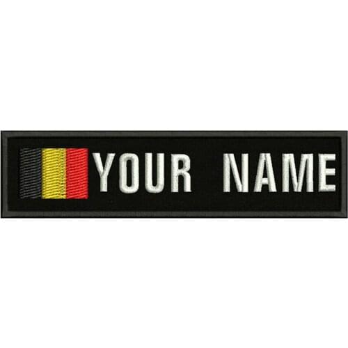 Belgian flag Belgium 10X2.5cm Embroidery Custom Name Text Patch Stripes badge Iron On Or Velcro Backing Patches For Clothes