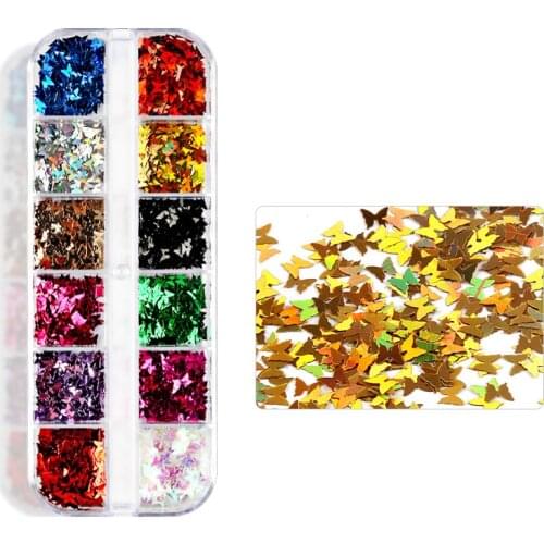 Fluorescence Butterfly Nail Art Glitter Sequins 3D Mermaid Colorful Flakes Holographic Nails Decorations Manicure Accessories