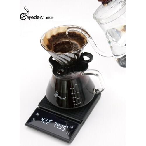 CAFEDEWINNER hand drip coffee scale 0.1g/3kg precision sensors kitchen food scale with Timer include Waterproof silicone pad