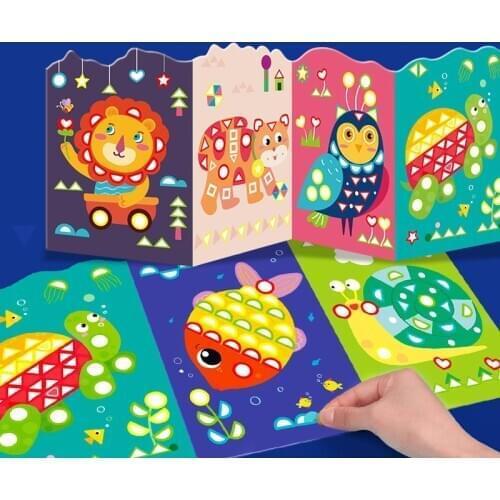 Collage Mosaic Sticker Art Kit Geometric shape Animal diy Stickers for Kids Children Puzzle Craft Toys Girl Boy Birthday Gift