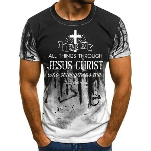 Hot Sale Mens Jesus Christ Cross Print Short Sleeve Casual All-match Fashion T-shirt Oversized Round Neck T-shirt Xxs-4xl