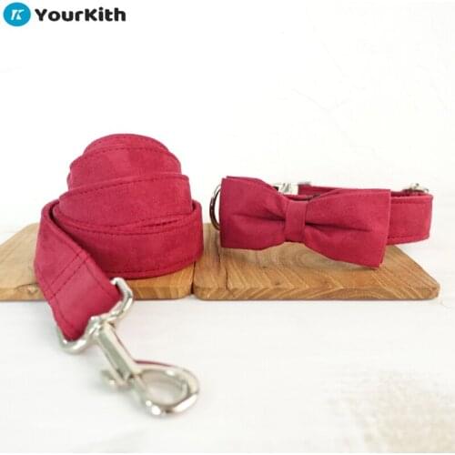 YourKith Dog Leash And Collar Set Fashion Dog Collar Personalized Various Sizes Red Comfortable Material Customized Dog Collar