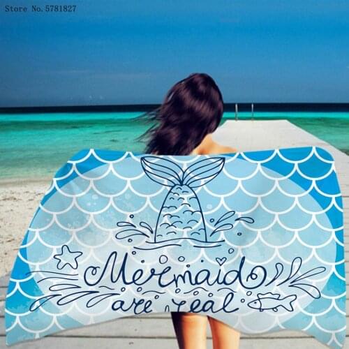 Cartoon Of Mermaid Beach Towel Fish Scales Beach Towel Colorful Rainbow Shower Towel Home Textile Dry Towel Beach Towel Decor
