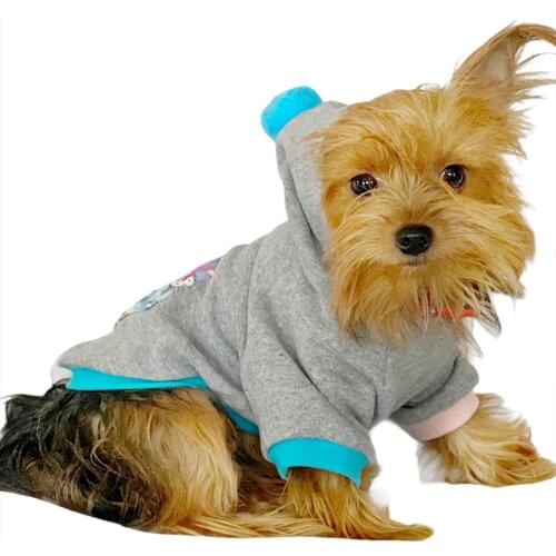 Kitty Grey Hoodie for Dogs, For Small Breeds, Dog clothes, Pet Clothes