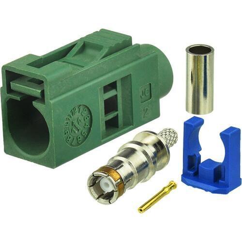 Superbat 10pcs Fakra E Green /6002 Connector OME Antenna Connector Crimp Jack Car TV1 for RG316,RG174,LMR100 Cable