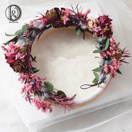 Don&Judy 2020 Maternity Dried Flowers Wreath Crown Photography Floral Accessories for Maternity Photo Shoot Baby Shower Shooting
