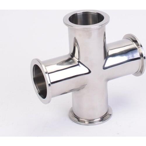 Pipe OD 19mm-102mm Stainless Steel SS304 4 Way Cross Sanitary Fitting Tri Clamp Feerule OD 50.5-119mm Home brew