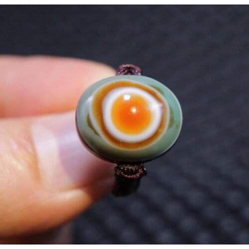 Magic Power Tibetan Colorful Agate Bead Hand Knitted Finger Ring Totem Amulet UPD30RW13 From timestown Sauces Top Grade