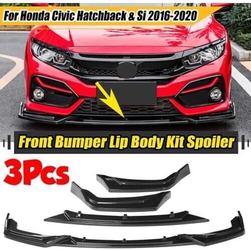 High Quality Car Front Bumper Lip Body Kit Spoiler Splitter Diffuser Protector Cover For Honda For Civic Hatchback &Si 2016-2020
