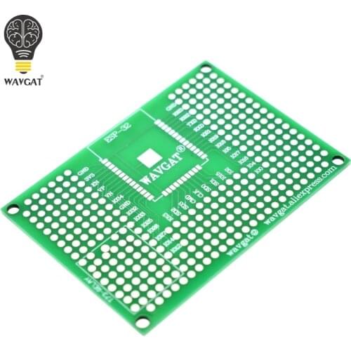 WAVGAT 5x7CM Double Side Prototype PCB Board Breadboard Protoshield For Arduino Relay ESP8266 WIFI ESP-12F ESP-12E ESP32 ESP32S