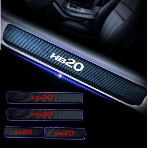 Door Sill Scuff Plate Guards Carbon Fiber vinyl Door Sills Protector Stickers For Hyundai HB20 car styling