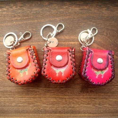 Women Bag Pendant Mens Coin Purse Mini Keychain Wallets Genuine Cow Leather Retro Handmade Casual Lady Hasp Small Handbags Gift