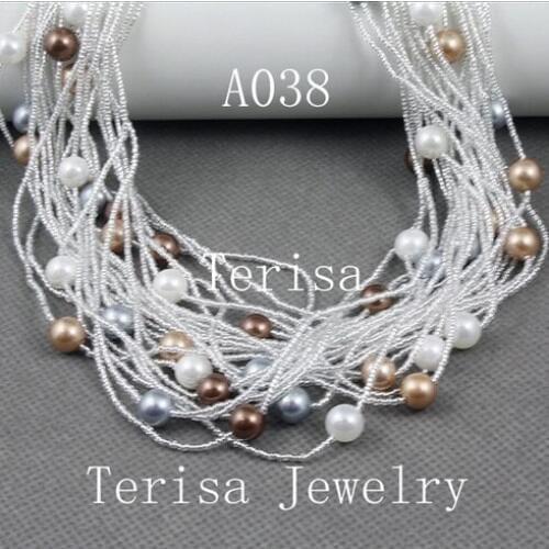 Unique Pearls jewellery Store 8mm Multicolor Sea Shell Pearl Necklace Bracelet 24 rows Magnet Clasp Perfect Women Gift A38