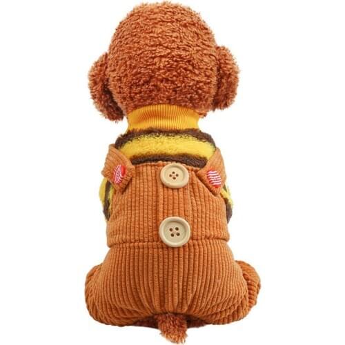 Winter pet puppy clothing striped four-legged warm soft dog coats dog jumpsuits chihuahua dog clothes for small dogs perro XS-XL