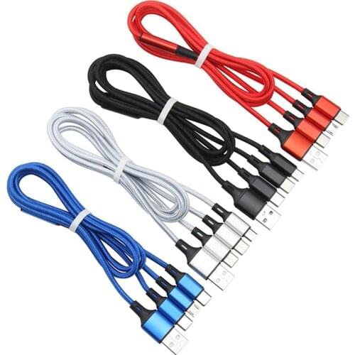 Braided 3 in 1 USB Cable for Mobile Phone Type C 8 Pin Micro USB Charger Cable for iPhone 12 XS Samsung Fast Charging Cord 1.2m