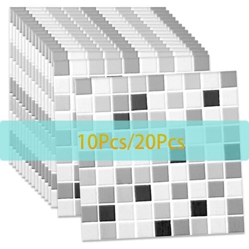 10/20Pcs Wall Tile Mosaic 3D Waterproof Self Adhesive Wall Stickers Wall Cover for Bathroom Kitchen Living Room 30x30CM