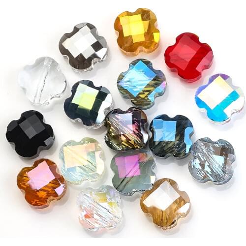 12MM Faceted Cross Glass Beads For Jewelry Making 30pcs Clover Crystal Lampwork Loose Beads For Bracelets DIY Crafts Accessories