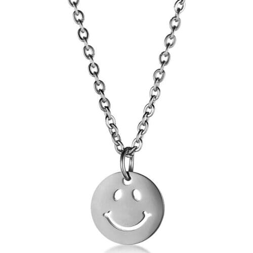 2021 Fashion New Silver Round Pendant Necklace Men Trendy Simple Stainless Steel Vintage Long Chain Chokers Jewelry Gift