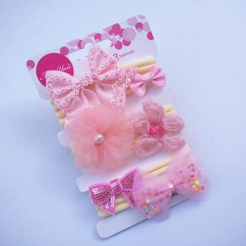 6Pcs/Set New Lace Flower Baby Girls Headband Bow Sequin Elastic Kids Hairband For Newborn Baby Hair Accessories