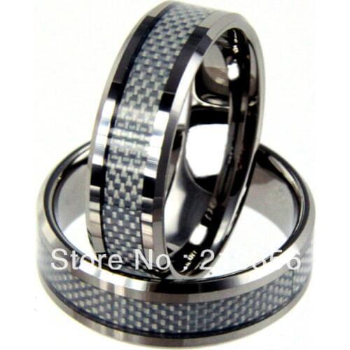 Free Shipping!Wholesales Cheap Price Promotion Sales! USA Hot Selling Mens Tungsten Wedding Ring with Clear Carbon Fiber Inlay