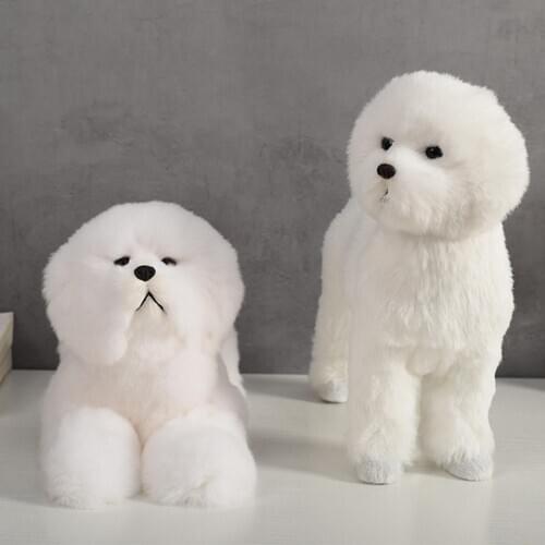 Bichon Frise Puppy Stuffed Cute Simulation Teddy Dog Plush Birthday Gift Decor Kids Lifelike Pomeranian Dog puppy brithday Toys