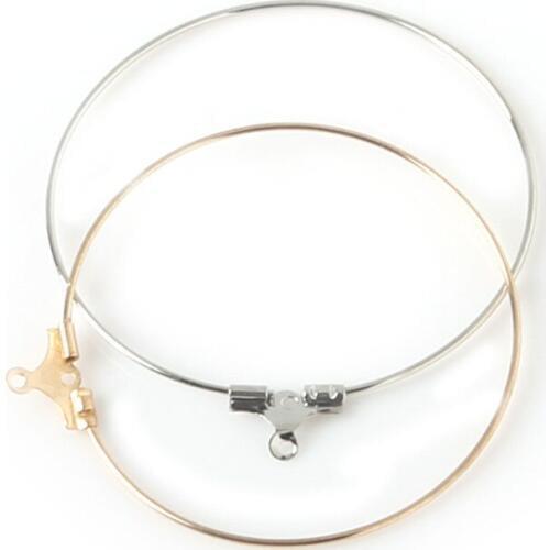 50pcs Gold/Rhodium Plated Big Earrings Jewelry Findings Wine Glass Charm Rings/Earring Hoops 40mm Brass For Women Earring Hoops