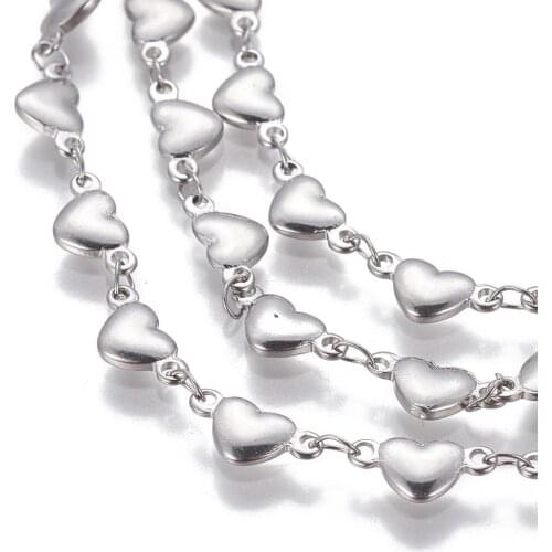10m Heart Stainless Steel Link Chains For Necklace Earring Bracelet Chain Design DIY Making Accessories