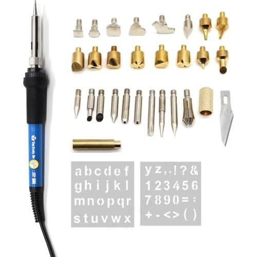 Wood Burning Carving Pyrography Pen Kit 60W 80W Adjustable Temperature Soldering Iron Welding Wood Embossing Burning Repair Set