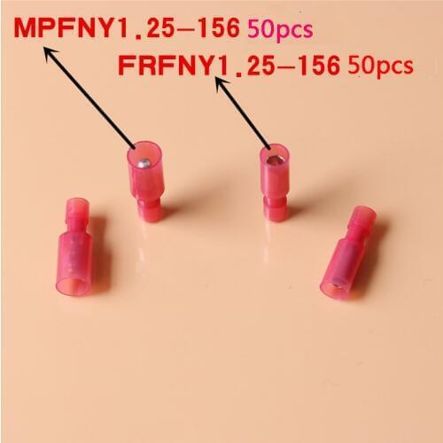 FRFNY1.25 MPFNY 50sets Bullet Shaped NYLON brass Female Male Insulating Joint Wire Connector Crimp Terminal FRFNY+MRFNY AWG12-10