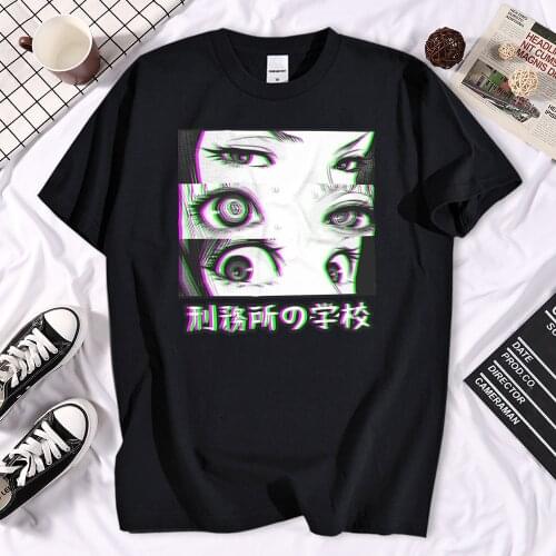 Prison School Eyes Sad Japanese Anime Aesthetic Tshirt Men Funny T Shirt Summer Brand Short Sleeve Tshirt Hip Hop Tops