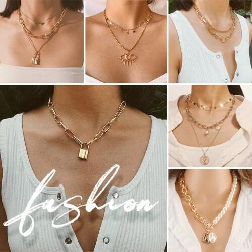 Multi Layered Pearl Pendant Necklace Collar Statement Virgin Mary Coin Pendant Metal Chain Necklaces Well-designed Jewelry Gift