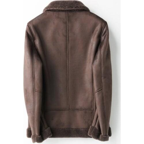 Jacket Real Sheep Winter Shearling Fur 200% Wool Coat Men Streetwear Jackets Plus Size 6xl Veste KFS29M229 MY2049