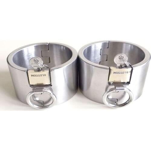 5cm High Stainless Steel Sex Handcuffs Metal Bondage BDSM Torture Restraints Hand Cuffs For Women Adult Games Couples Erotic Toy