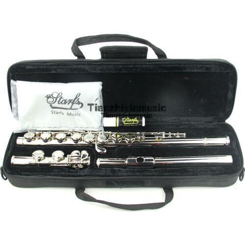 Nickel Plated CONCERT FLUTE Closed Holes 17 key Ckey+E Top Model