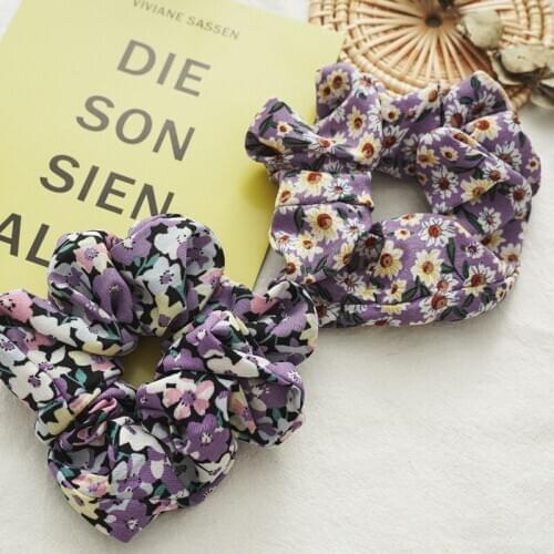 New purple series summer floral large intestine circle all kinds of girl horsetail curling headgear