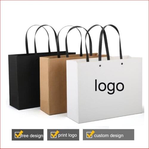 Wholesale Luxury high quality 250gms paper bag logo print custom shopping bags with logo