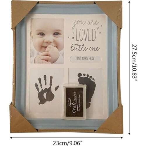 900C Newborn Hand and Foot Print Ornaments 12 Months Photo Frame with Craft Ink Pad Home Decoration Baby Kids Birthday Gift