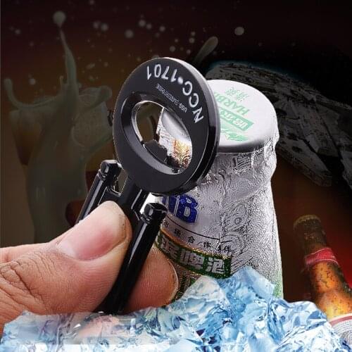 Metal Allop Portable Can Opener Key Chain Ring Can Opener Restaurant Promotion Gifts Party Tools Birthday Gift Space Ship Model