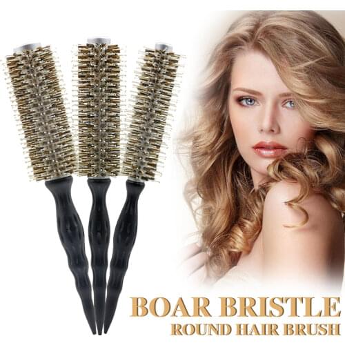 Professional Salon Hair Round Brush Boar Bristles Anti-static and Heat Resistant Ceramic Coating Hairdresser Brush Hair Brush
