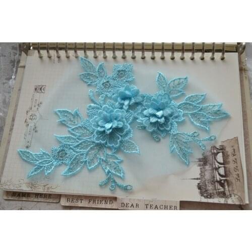 Multicolor 3 d lace patch DIY craft flower piece applique patch of garment auxiliary material wedding dress accessories patch