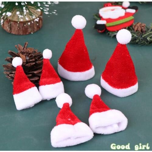 2PCS Santa Claus Hat Mini Christmas Hat for Children Xmas Gift Decoration 1/12 Scale Dolls Accessories Dollhouse Miniature