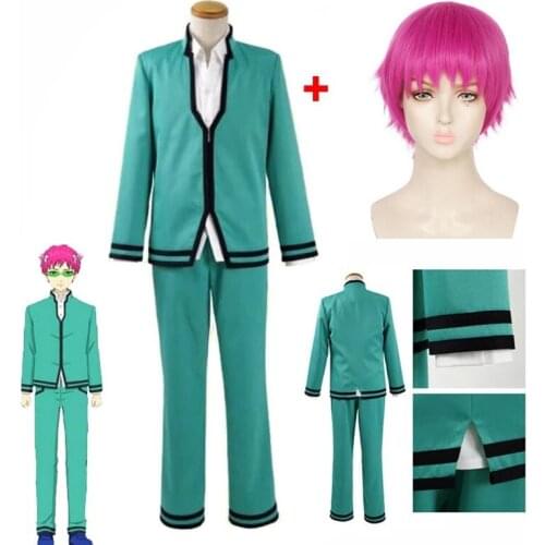 The Disastrous Life of Saiki K. Cosplay Costumes For Men Saiki Kusuo Green Clothes Cosplay Halloween Costumes Wig Complete Sets