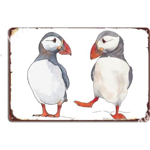 Puffin Friends Dancing - Illustration Metal Signs Custom pub Garage Cinema Living Room Wall Decor Tin sign Posters