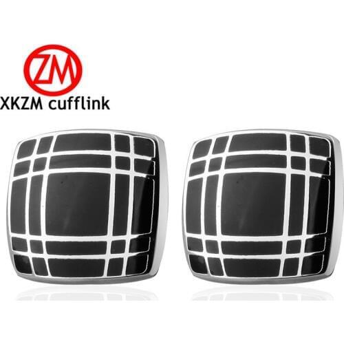 High Quality French enamel Black grid square Cufflink For Mens Shirt Brand suit Cuff Buttons Top sale Cuff Links Jewelry