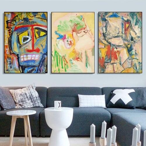 Willem de Kooning Classic Oil Painting Reproduction Canvas Abstract Poster Print Wall picture for living room Unique Gift