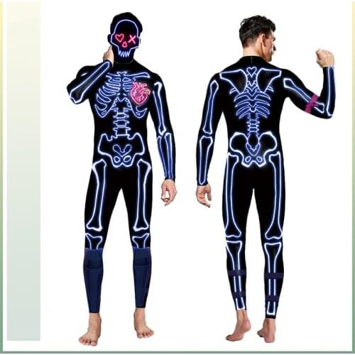 Halloween Costumes for Women Scary Skeleton Jumpsuit Adult Cosplay Bodycon Carnival Party Streetwear Sexy Tight Outfit Horror