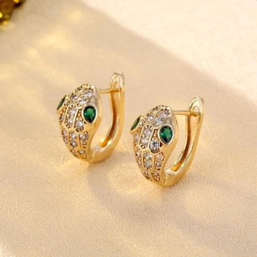 YJGS Luxury Serpentine Shiny AAA Zircon Earrings High Quality Unique Golden Silver Round Womens Hoop Earrings Charm Jewelry