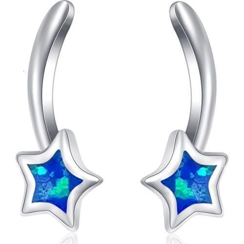 Star shape 925 silver opal earrings jewelry ladies fashion anniversary gift for women oe791